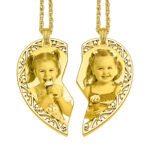 Captured Love Gold Heart Openwork Slim Friendship Pendant