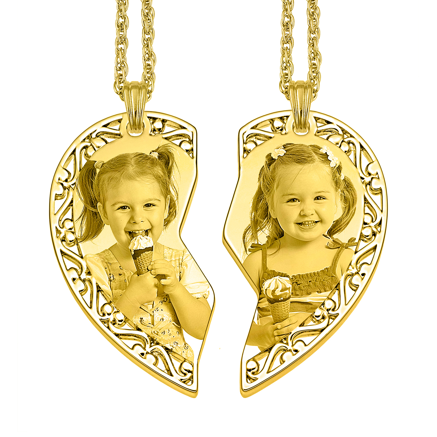 Captured Love Gold Heart Openwork Slim Friendship Pendant