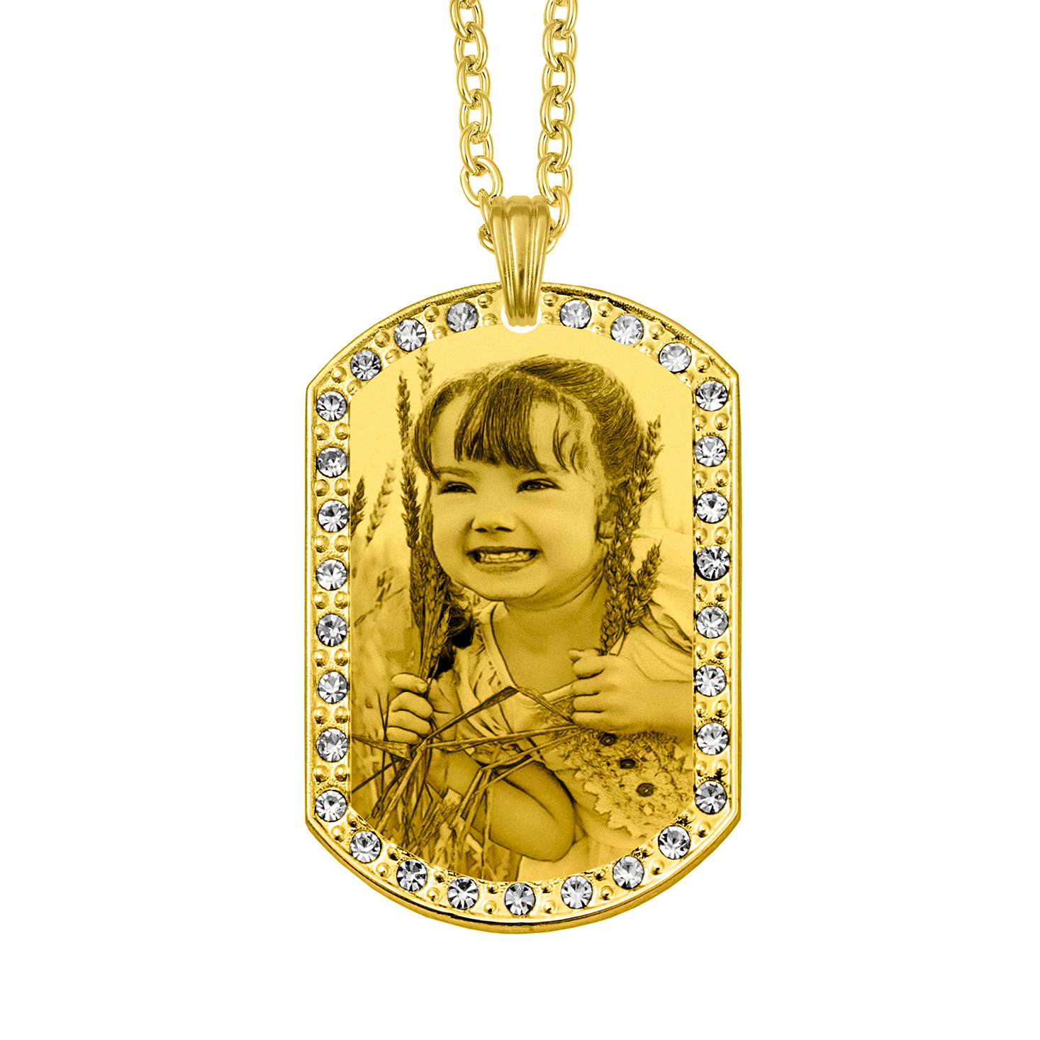 Cherished Gold Memory Dog Tag With White Zircon
