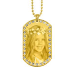Custom Gold Memory Dog Tag With White Zircon