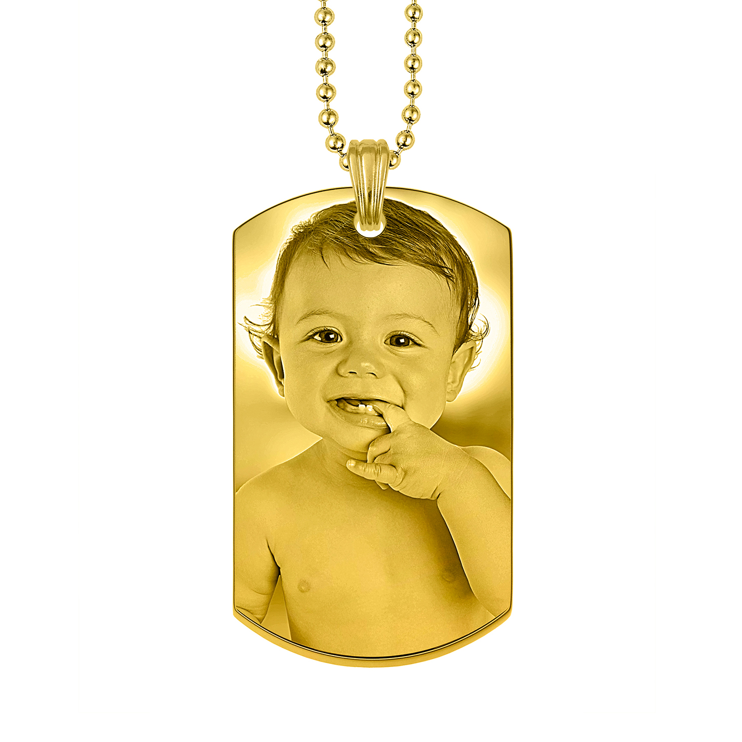 Always With You Gold Dog Tag Photo Pendant