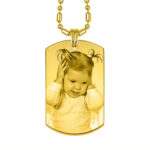 Gold Photo Engraved Dog Tag Pendant