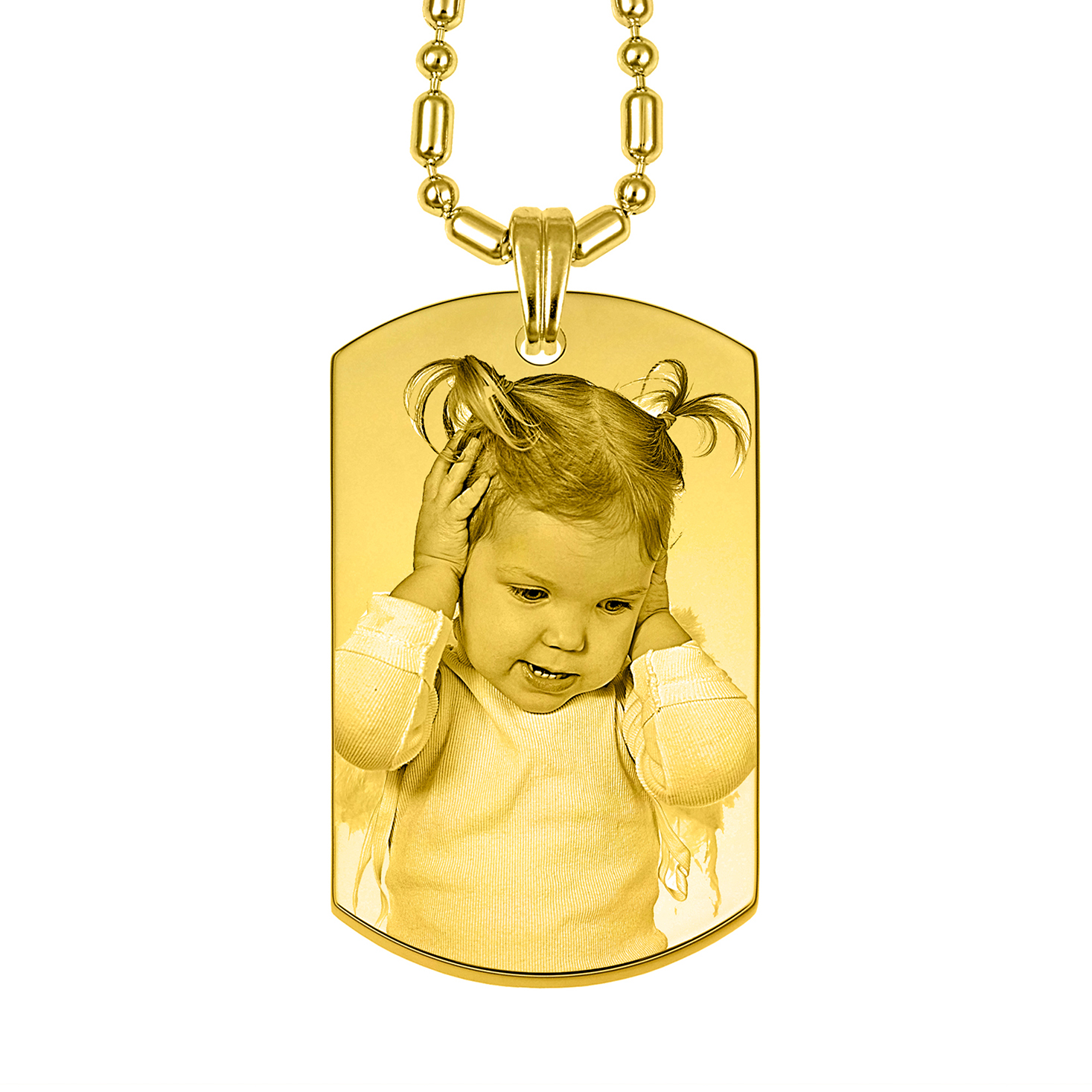 Gold Photo Engraved Dog Tag Pendant