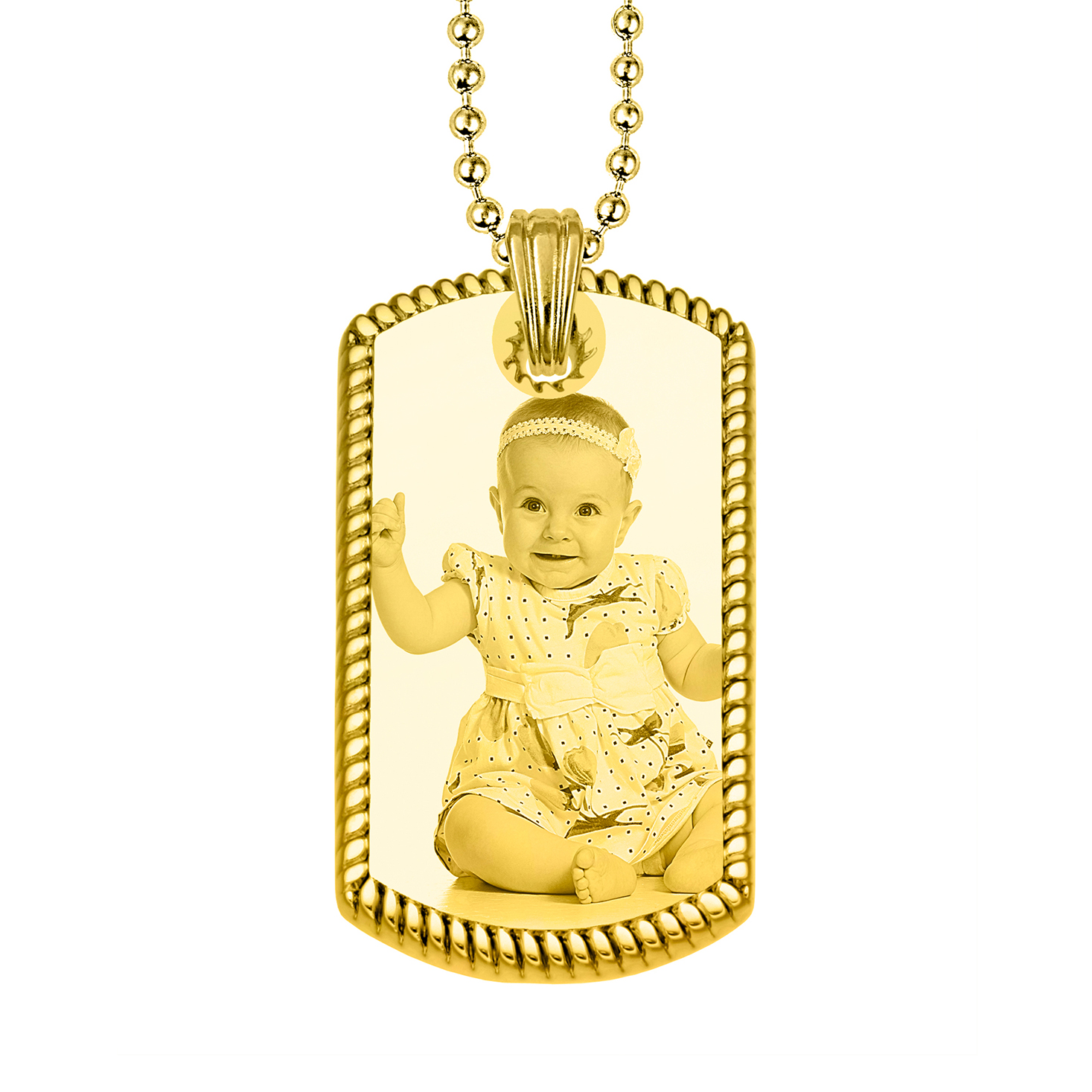 Captured Moments Gold Photo Rope Edged Dog Tag