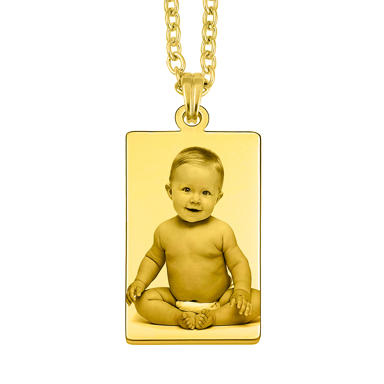 Rectangular Engraved Gold Photo Keepsake
