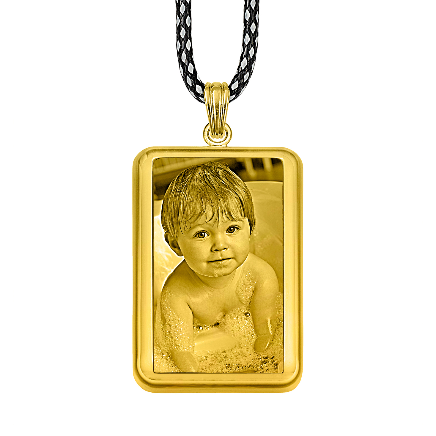 Personalised Gold Frame Rectangle Pendant