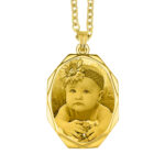 Custom Gold Frame Octagon Photo Engraved Pendant