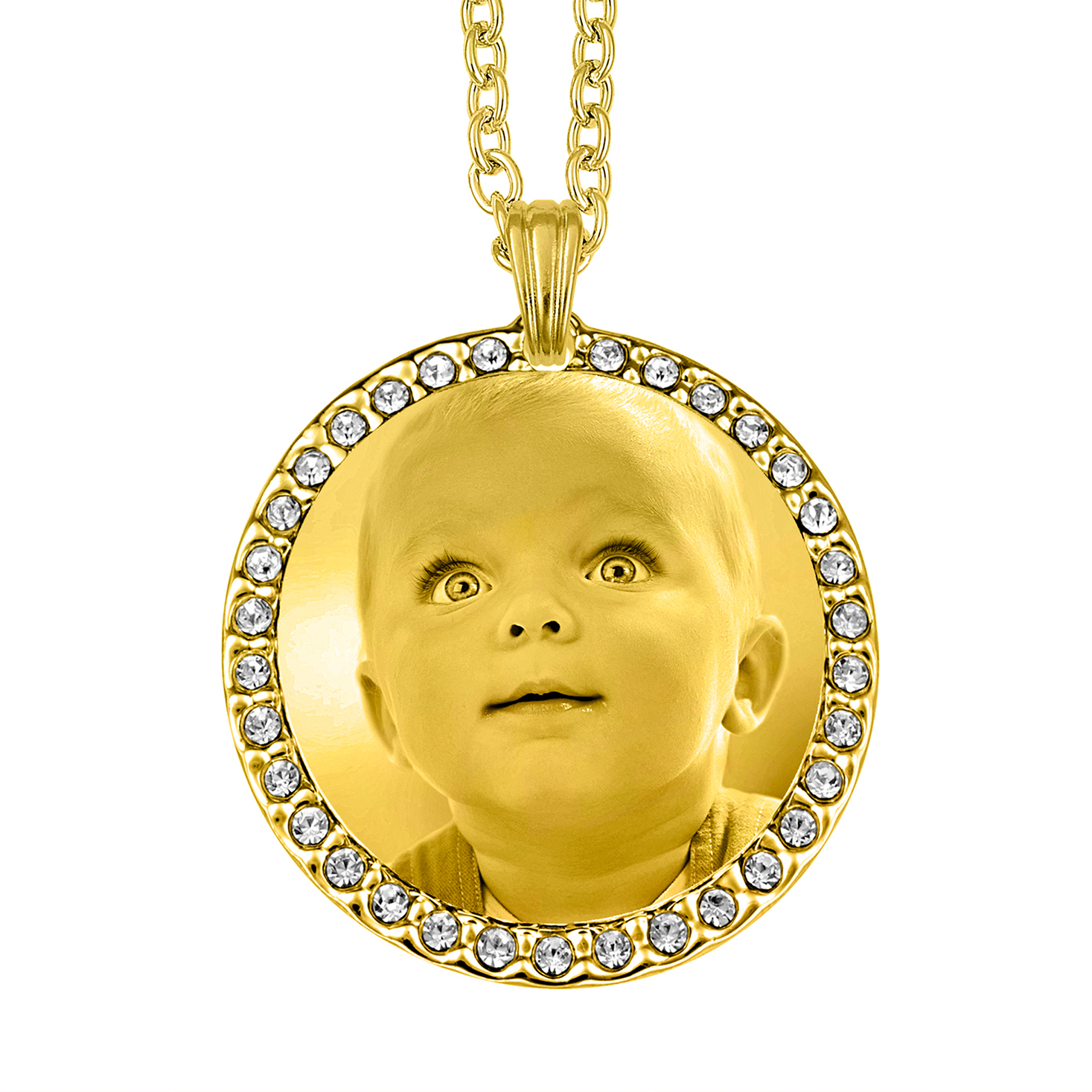 Always With You Gold Round Pendant With White Zircon