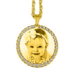 Forever Gold Round Pendant With White Zircon