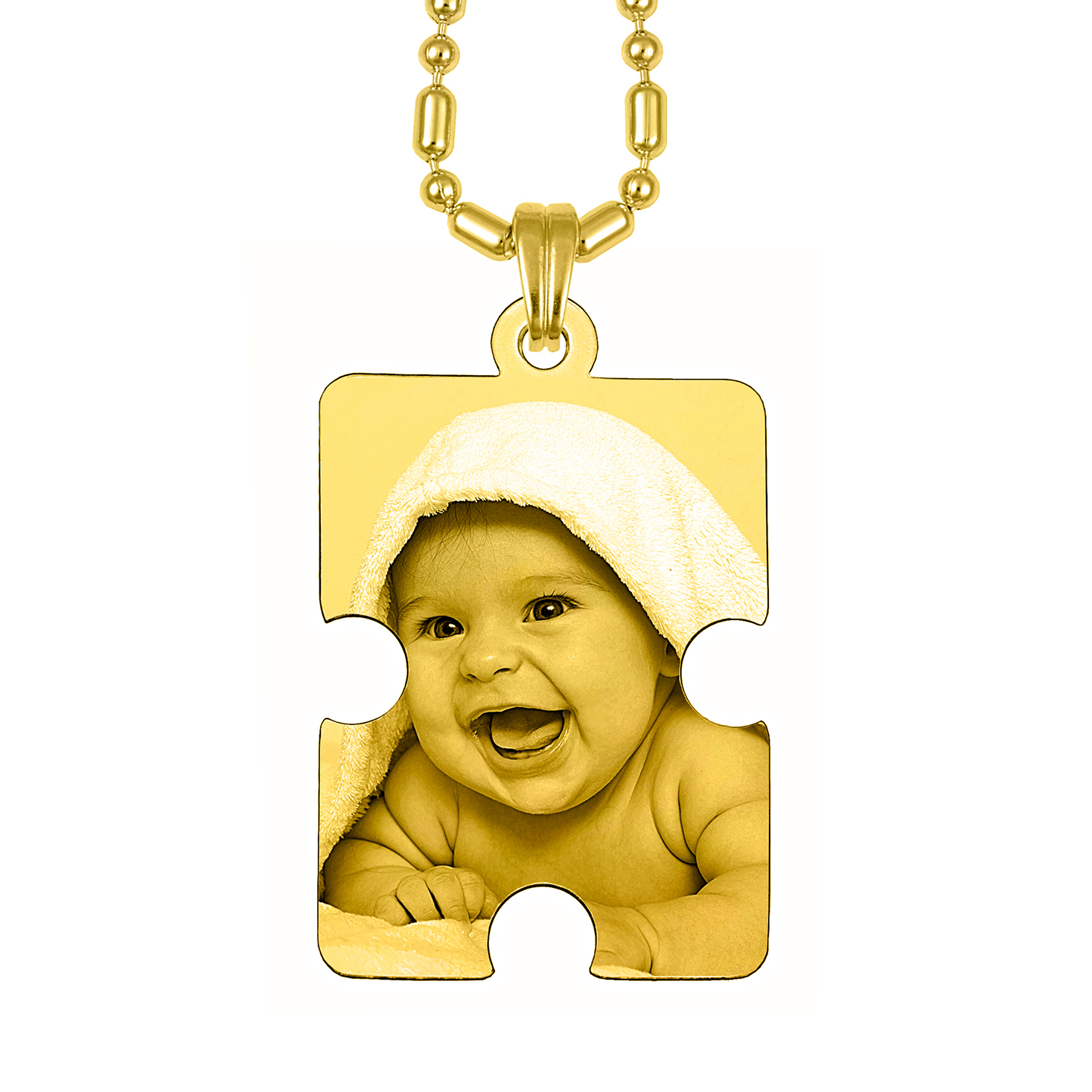 Custom Gold Puzzle Photo Engraved Pendant