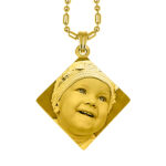 Personalised Gold Deluxe Diamond Drop Picture Pendant