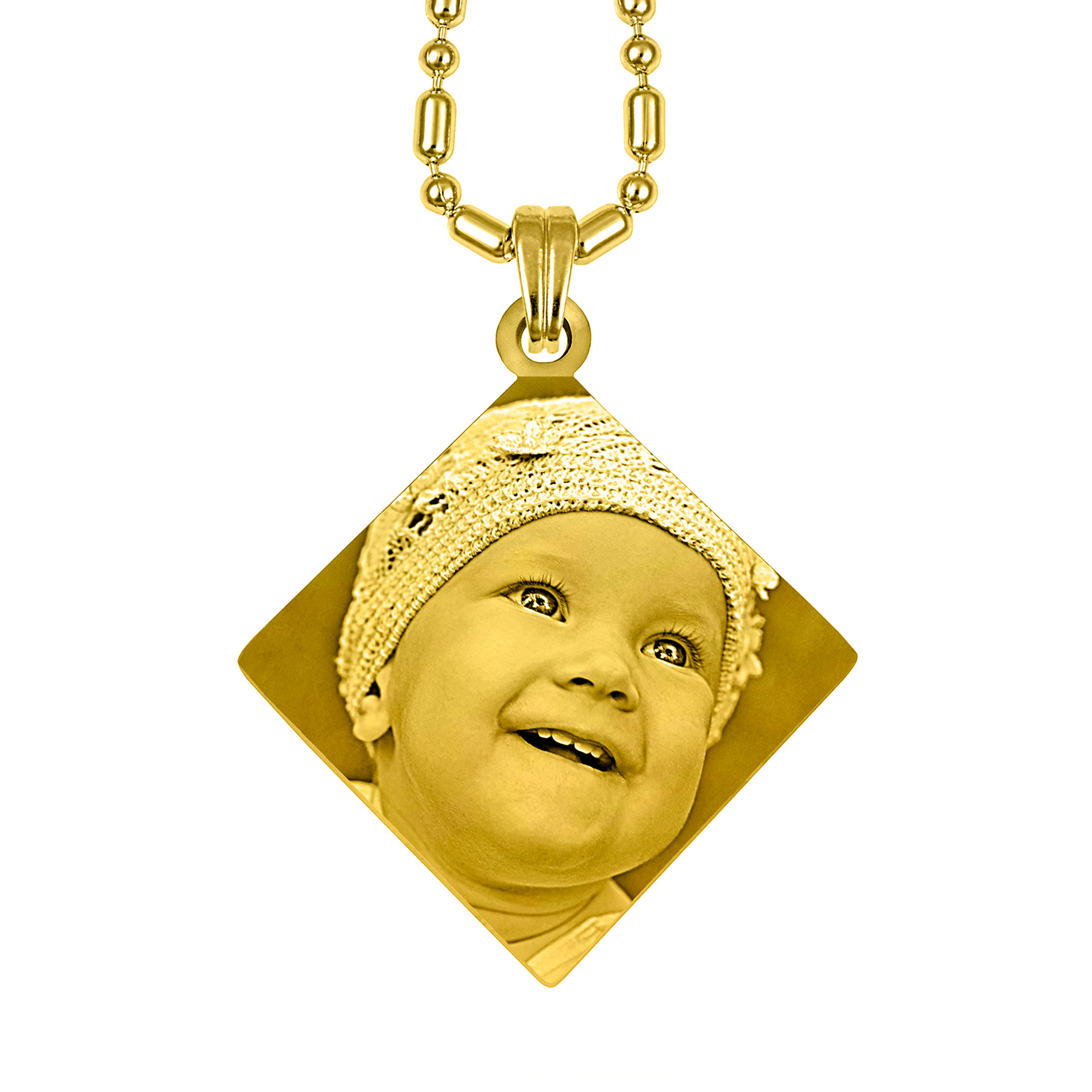 Personalised Gold Deluxe Diamond Drop Picture Pendant