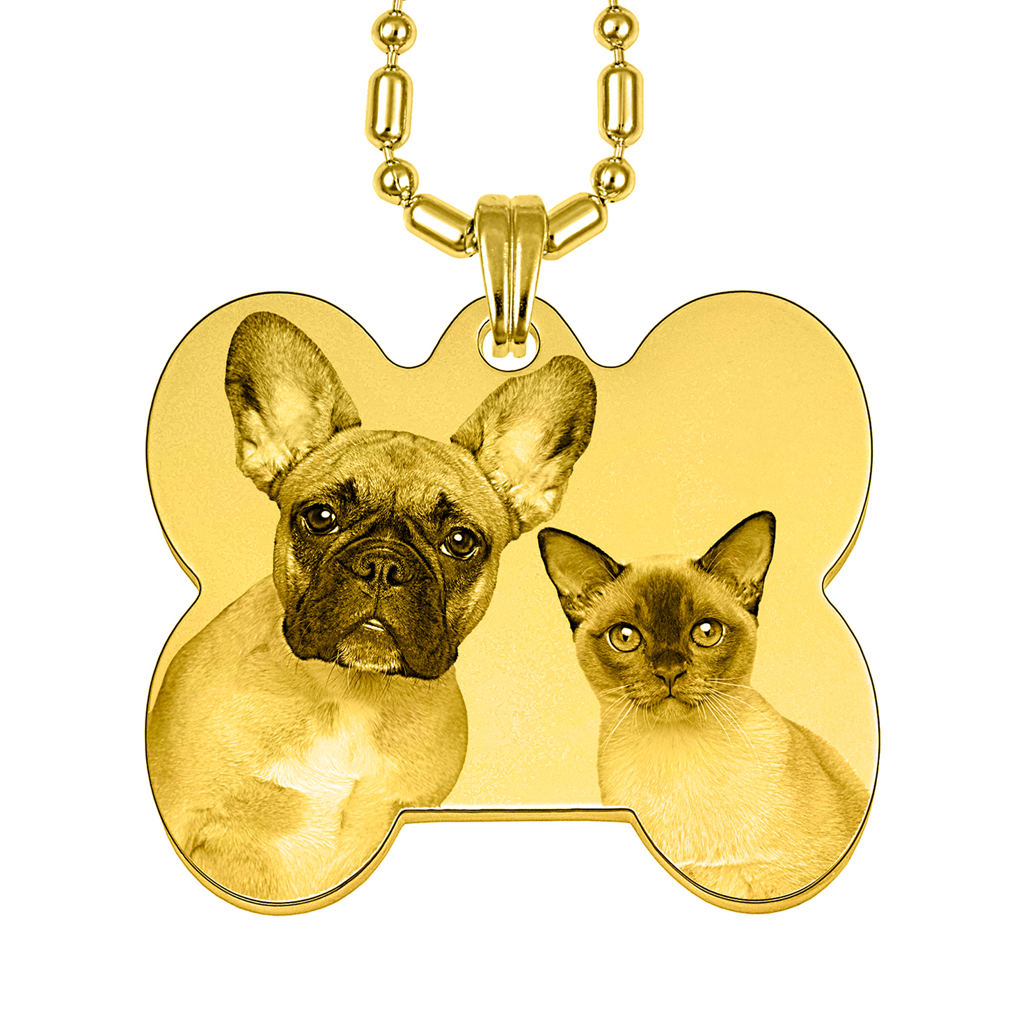 Gold Collar Tag Memory Photo Pendant