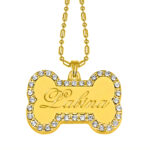 Gold Collar Tag With White Zircon