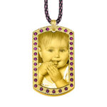 Captured Love Gold Dog Tag with Rose Zircon