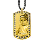 Captured Love Gold Dog Tag With Black Zircon