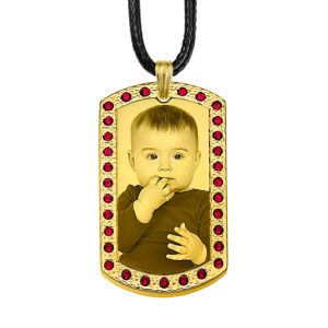 Captured Love Gold Dog Tag With Red Zircon