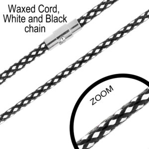 Waxed Cord, Black and White, Steel