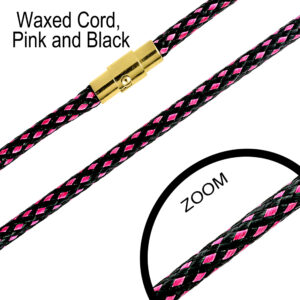 Waxed Cord, Pink and Black, Gold