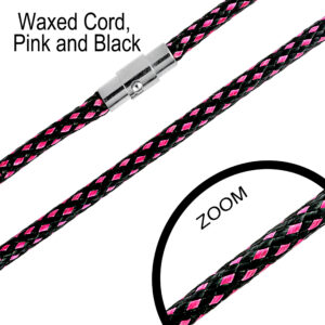 Waxed Cord, Pink and Black, Steel